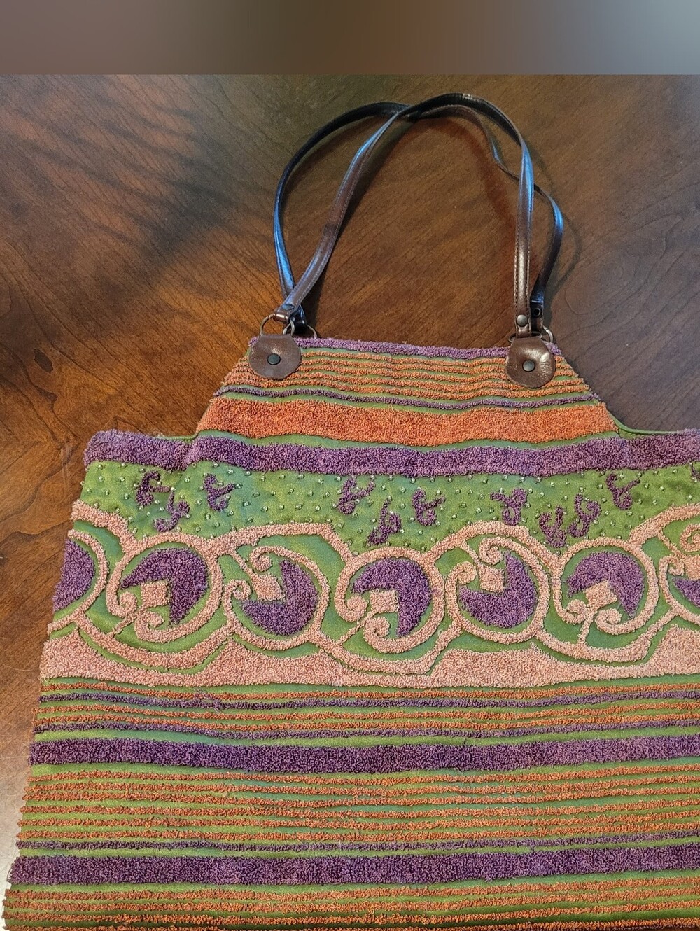 Rare Vintage Jamin Puech Embroidered Tufted Tapestry Tote Bag